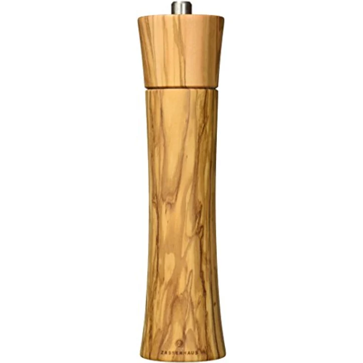 Zassenhaus Salzmühle Frankfurt 24 cm, Olivenholz mit stufenlos verstellbarem Hochleistungs-Keramikmahlwerk, befüllt – Bild 1