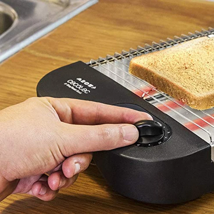 Cecotec Turbo EasyToast Basic Flachtoaster. 3 Quarzheizkörper, 6 Leistungsstufen, Krümelschublade, Kabelaufwickler , Finish aus hitzebeständigem Kunststoff, 900 W. – Bild 4