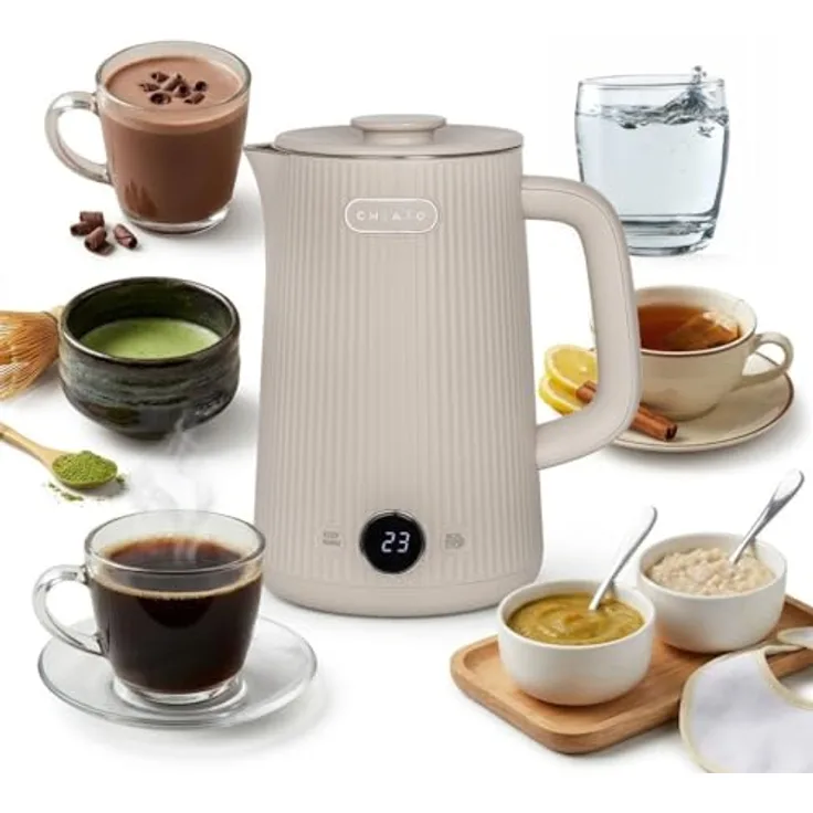 CHiATO heatPLAY Groove, Wasserkocher mit 1,7 Litern, smartem Temperaturdisplay und Warmhaltefunktion