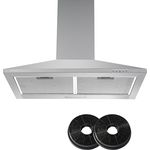 Yuna Dunstabzugshaube TIA WH60B mit Kohlefiltern | Abluftbetrieb & Umluftbetrieb | Leistung bis zu 347,8 m³/h | Aus Edelstahl | Ausziehbarer Teleskopkamin