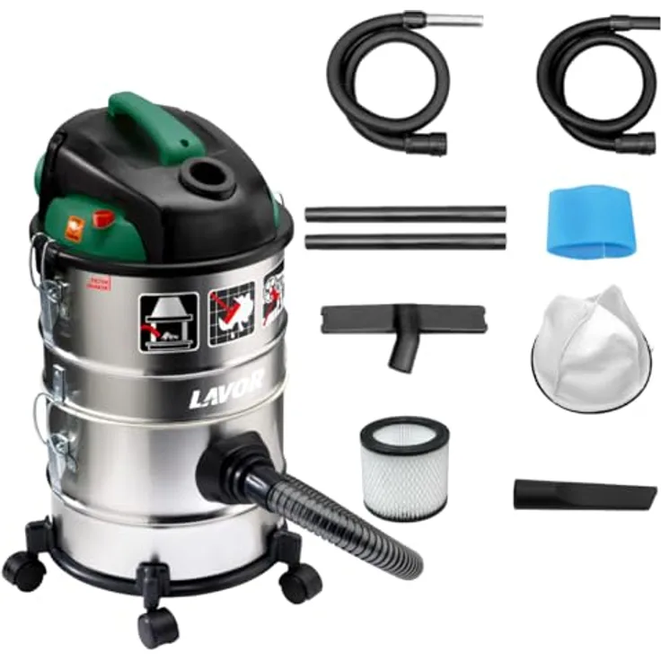 LAVOR ASHLEY KOMBO, Multifunktionaler Staubsauger 4 in 1 – Aschesauger, Nasssauger, Gebläse, 1200 W, 18 kPa Saugkraft