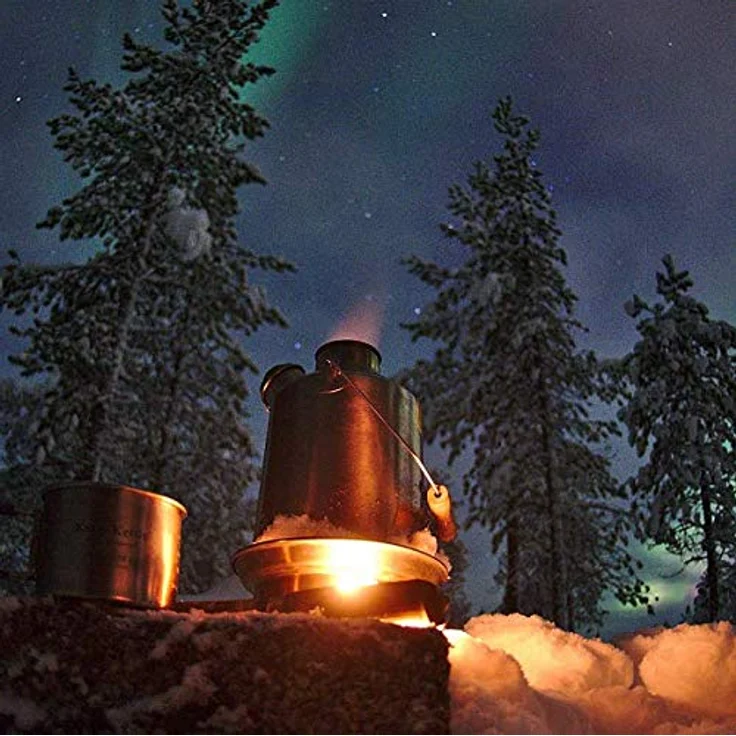 Kelly Kettle Medium Scout, Wasserkocher aus doppelwandigem Edelstahl mit Pfeife, Silber, für Heißgetränke und Mahlzeiten bei jedem Wetter – Bild 6
