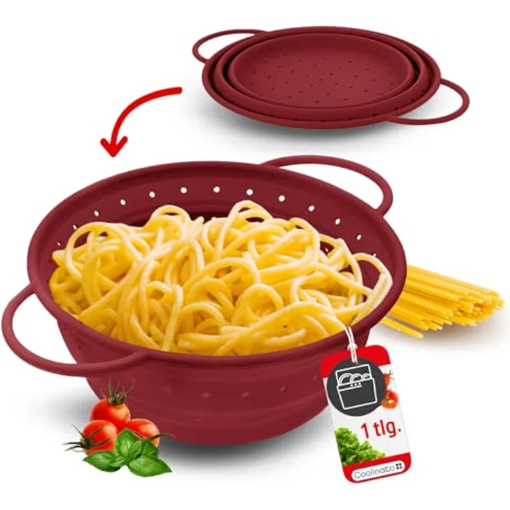 Coolinato faltbares Silikon-Sieb 24 cm rot – Bild 2