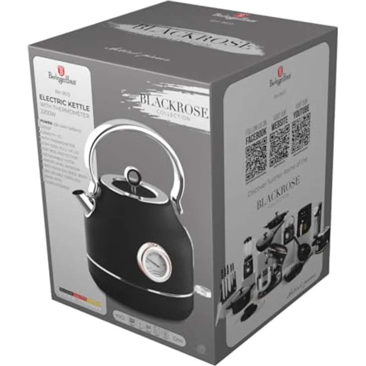 Berlinger Haus 1,7 Liter Wasserkocher mit Thermometer Bh-9513 56093, Schwarz/Roségold, 360° drehbarer Sockel, BPA-frei – Bild 7