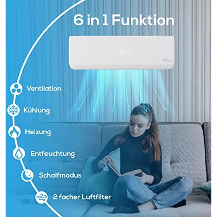 TroniTechnik Dalvik II Einbau-Klimagerät, Split, A+, weiß, Inverter Klimagerät, 12000 BTU, inkl. Zubehör, Kühl- und Heizfunktion – Bild 4