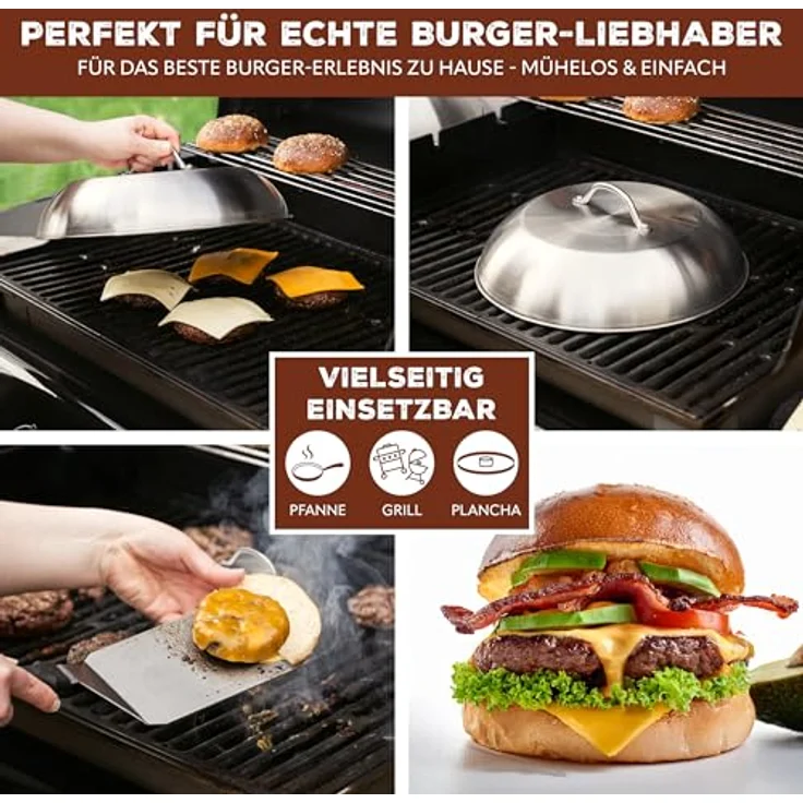 bremermann Burgerhaube 32 cm // Grillhaube Schmelzglocke Burger-Cover // Edelstahl – Bild 3