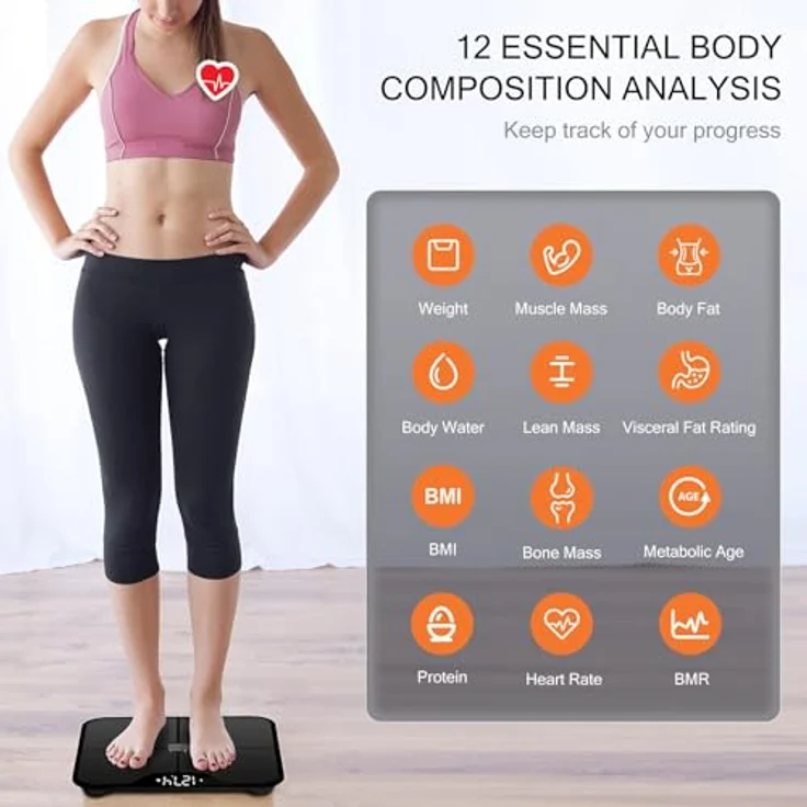 iHealth Nexus PRO Connected WellnessWaage für 12 Körpermetriken – Gewicht, Körperfett usw. – Intelligente Benutzererkennung nach Profil, personalisierte WellnessTrends und Ziele, max. 180 kg, Schwarz – Bild 3