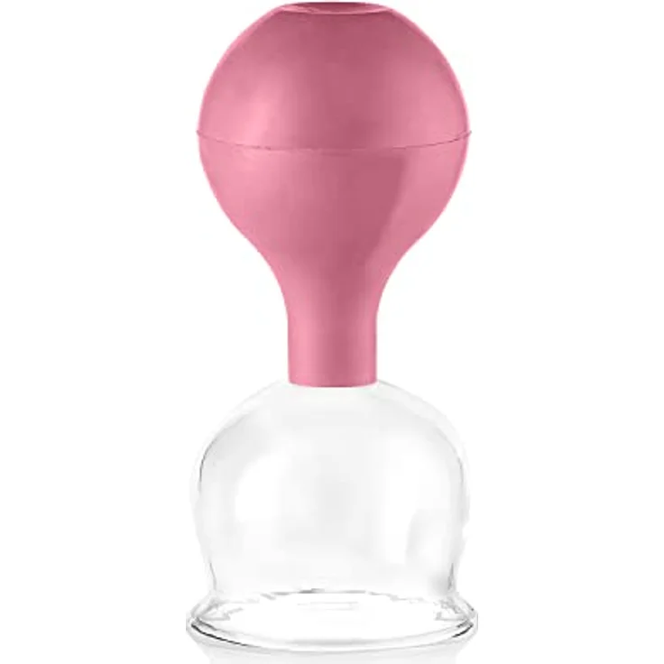 pulox Schröpfglas aus Echtglas 2er-Set inkl. Saugball 52 mm & 62 mm, Pink – Bild 5