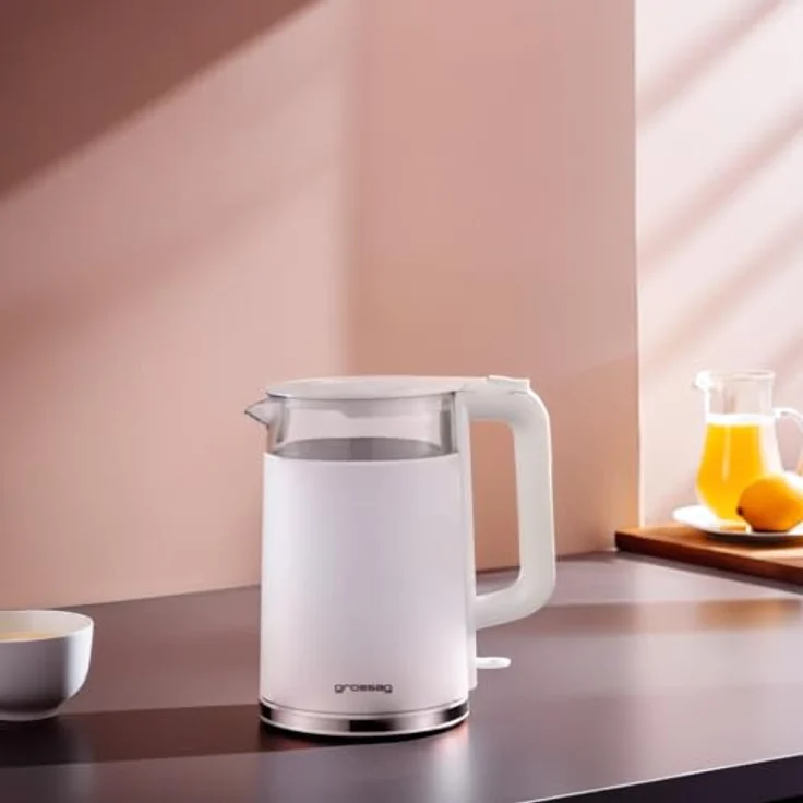 grossag Wasserkocher WK 24.00, Weiß, abnehmbarer 1,7 Liter Edelstahl-Topf mit 5 variablen Temperaturstufen und automatischer Warmhaltefunktion – Bild 4