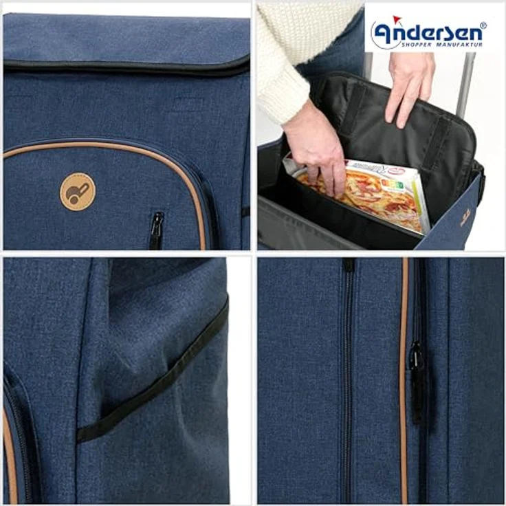 ANDERSEN Einkaufstrolley - Royal Shopper Folke blau 61 L Freizeit, Handwagen, Thermo, Aluminium, klappbar, Kugellagerrad – Bild 5