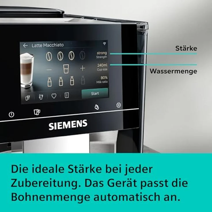 SIEMENS Kaffeevollautomat TQ727D03, farbiges Full-Touch-Display, Doppeltassenfunktion, sehr leise, schwarz – Bild 8