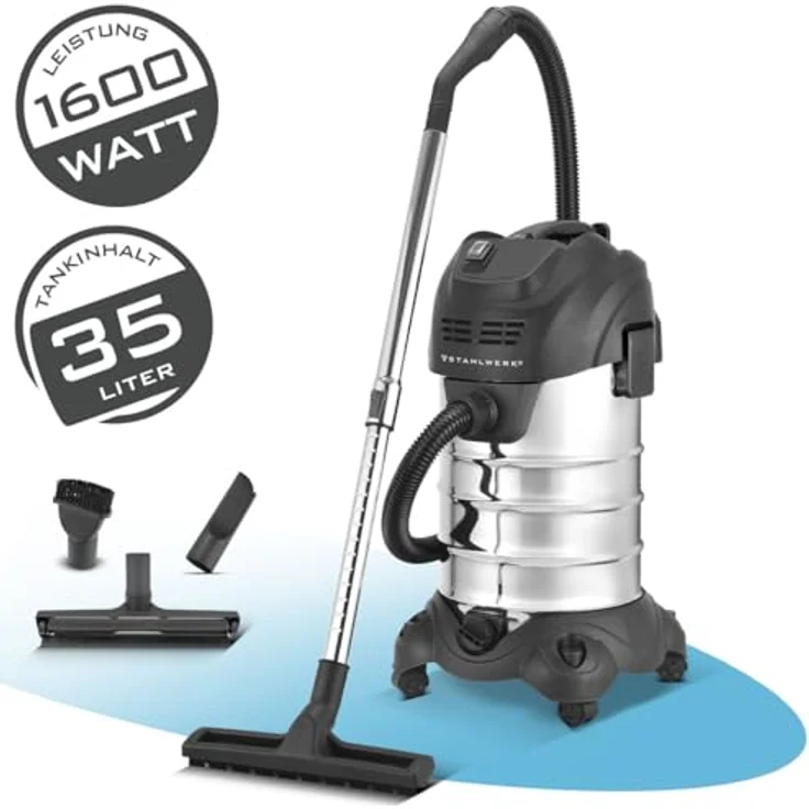 STAHLWERK VCL-1600 ST, Nass- und Trockensauger mit 1600 W, 35 l Edelstahlbehälter, Blasfunktion und Sicherheitsabschaltung, umfangreiches Zubehörpaket – Bild 2