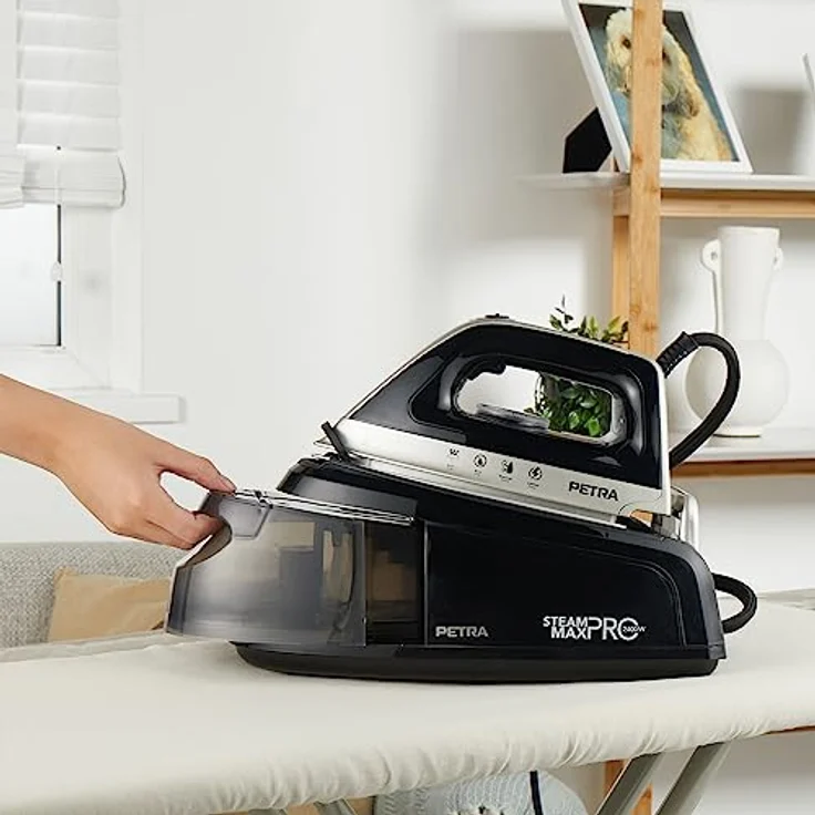 Petra PF01137VDE Dampfbügelstation – 1,2L Abnehmbarer Wassertank, 2400W, 2M Kabel, Eingebauter Aufbewahrung, Keramiksohle, Anti-Tropf & Kalzfunktionen, Vertikaler Dampf Für Von Kleidungsstücken – Bild 3