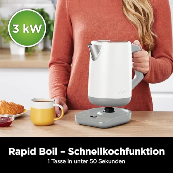 Ninja Wasserkocher Perfect Temperature KT200EUWH, 1,7L, 3000W, LED-Anzeige, 6 Temperatureinstellungen, Weiß – Bild 4