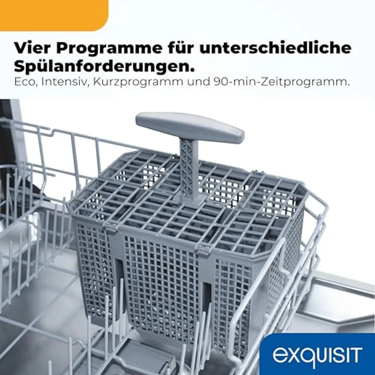 Exquisit GSP9114-450D, Geschirrspüler mit 14 Maßgedecken, 4 Programmen und Startzeitvorwahl, weiß – Bild 7
