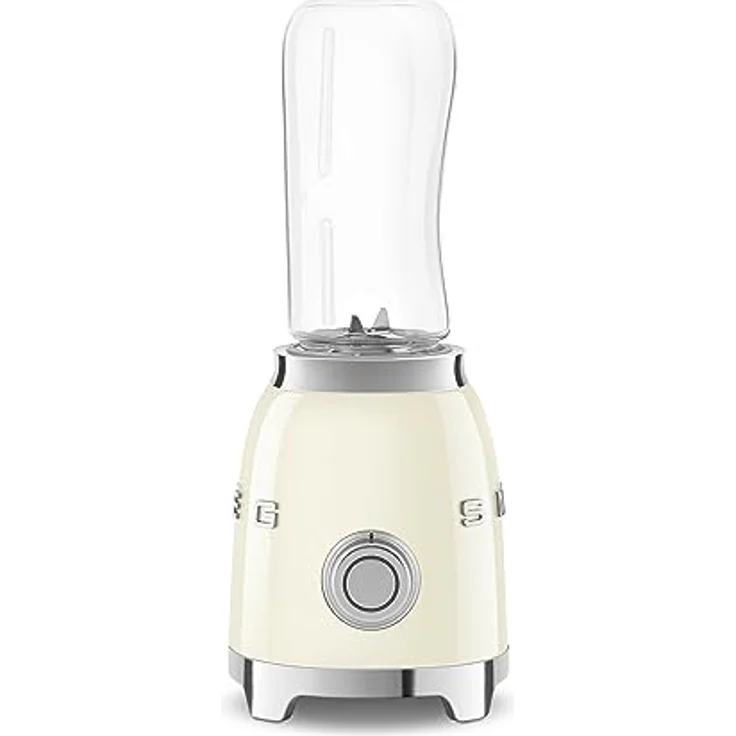 Smeg PBF01CREU Smoothiemaker, 300 Watt, inkl. 2 x 600 ml To-Go-Trinkflaschen, 2 Geschwindigkeiten, Edelstahl, creme, Serie: PBF01 – Bild 2