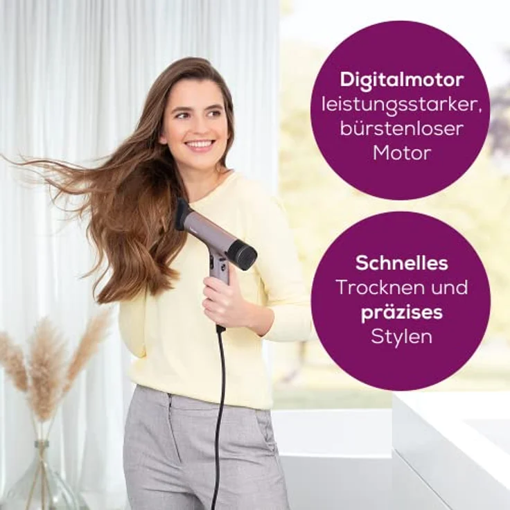 Beurer HC 100 Excellence Haartrockner, Föhn mit Digitalmotor, extrem kraftvoll und ultra leichtes Gewicht, 4 Temperatur- & Gebläsestufen für schnelles und schonendes Trocknen, Stylingdüse & Diffusor – Bild 4