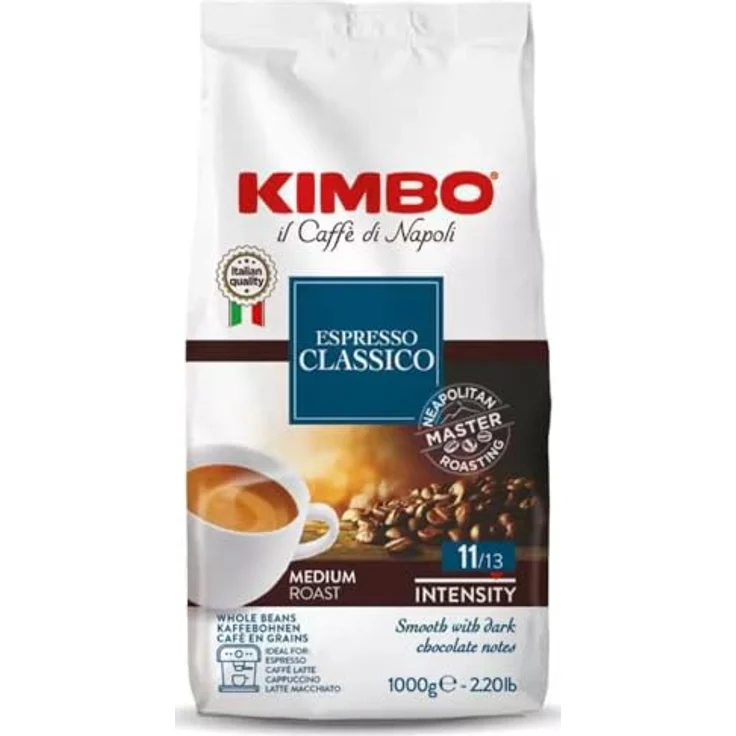 Kimbo Espresso Classico ganze Kaffeebohnen, mittlere Röstung, 1kg Beutel – Bild 2