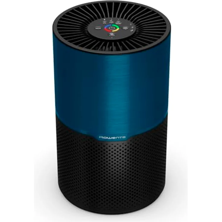 Rowenta Pure Air Compact, Luftreiniger mit 3-in-1 HEPA Allergy+ Filterung, Echtzeit-Luftqualitätsanzeige, für Räume bis 52 m², Schwarz/Blau, PU2221F0 – Bild 1