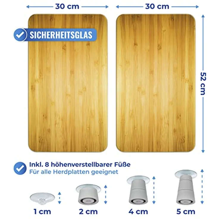 Wenko Herdabdeckplatte Universal Holz-Optik, 2er Set, für alle Herdarten – Bild 2