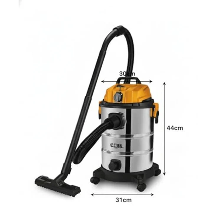 COIL Industriesauger Profi Nass- & Trockensauger, 1300 W, 25-Liter Edelstahlbehälter, mit HEPA-Filter, Steckdose & Blasfunktion, beutellos, 18 kPa Saugkraft – Bild 7