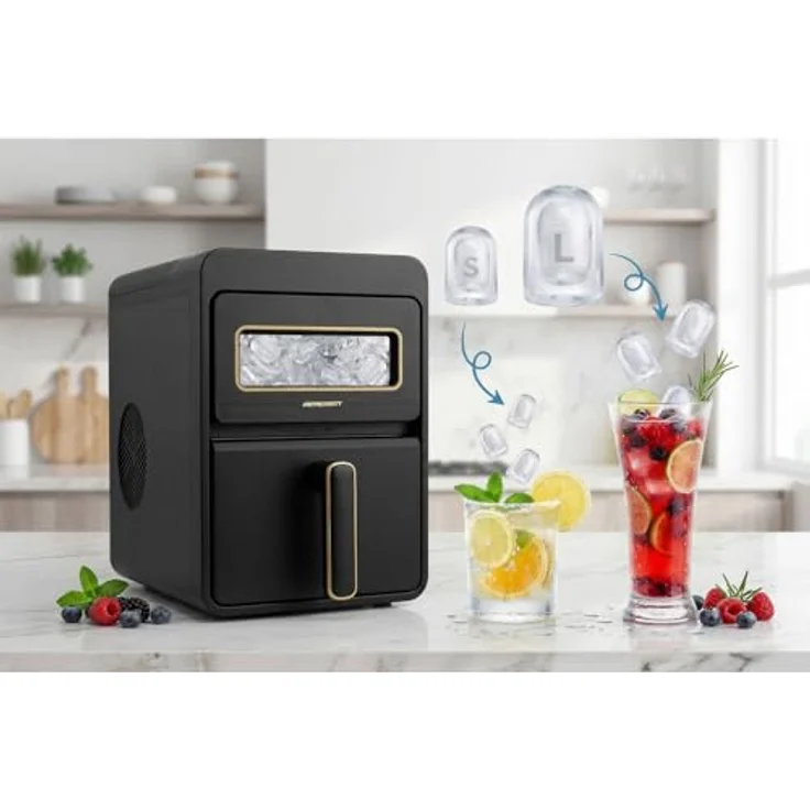 Berdsen BD-421 Eiswürfelbereiter, 1,1 l/12 kg, Schwarz, 9 Eiswürfel in 6-8 Minuten, automatische Selbstreinigung, zwei Eiswürfelgrößen – Bild 9