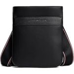 Tommy Hilfiger TH CORP MINI CROSSOVER, Umhängetasche aus Lederimitat, schwarzer Messenger Bag mit edlem Logoschriftzug, Reißverschluss, verstellbarem Schulterriemen, Hochformat