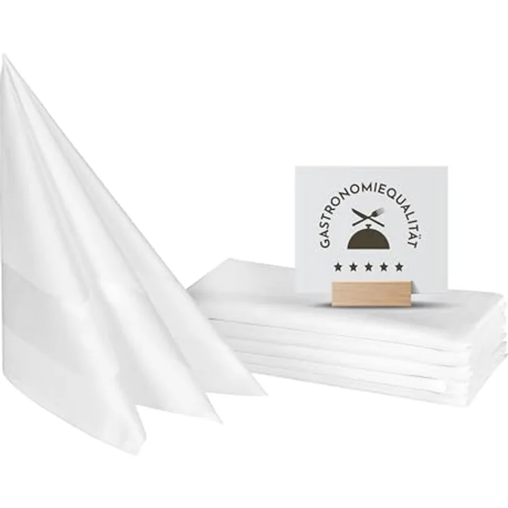 ZOLLNER 6er Set Stoffservietten Baumwolle in 40x40 cm - waschbar bis 95°C - seidenartiger Glanz - weiß - Gastronomiequalität