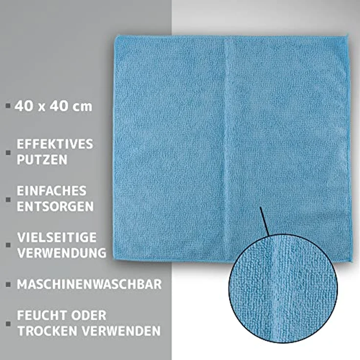 ABENA Blaue Mikrofasertücher | 40 x 40 cm | 20 Stück | Mehrzweck-Reinigungstücher | Brillenputztuch | Geschirrtücher | General Duster – Bild 2