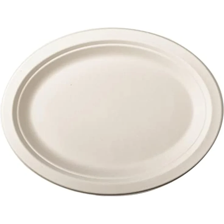 Papstar Pappteller Einwegteller weiß, oval pure (50 Stück), 26 x 20 x 2 cm, aus Zuckerrohr, für Feste Geburtstage Feiern, mikrowellengeeignet – Bild 5