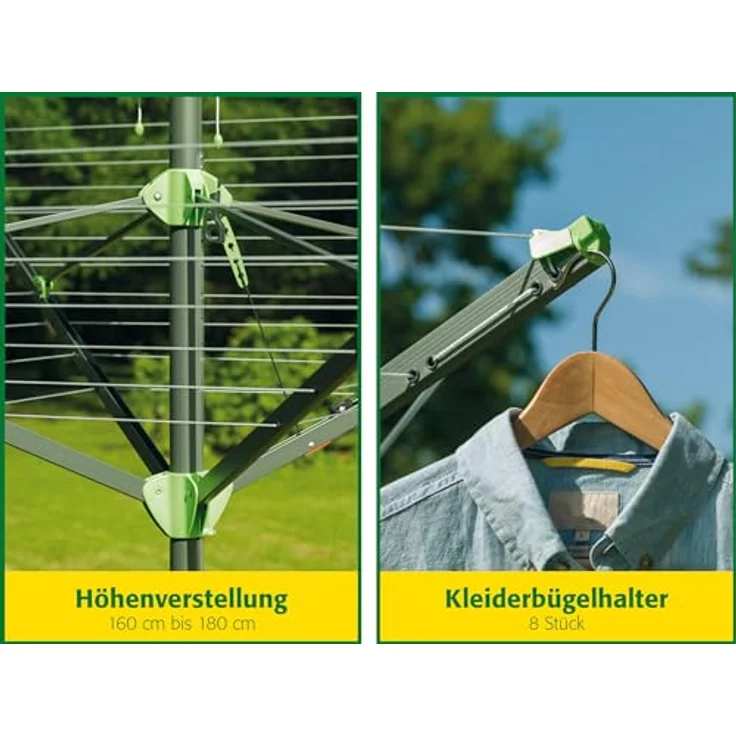 Juwel Wäschespinne Evolution Lift (Ein-Hand-Spannautomatik, Höhenverstellung, mit Eindrehbodenhülse, 51 m Wäscheleine, eingebaute Schutzhülle, Titanoptik) 30097 – Bild 5