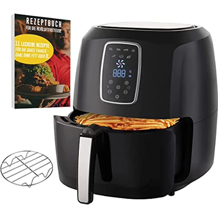 LMG Germany GLA616A Heißluftfritteuse, 1800 W, 5,2 L, leise, Touch, eckig, 7 Programme, A+ – Bild 2
