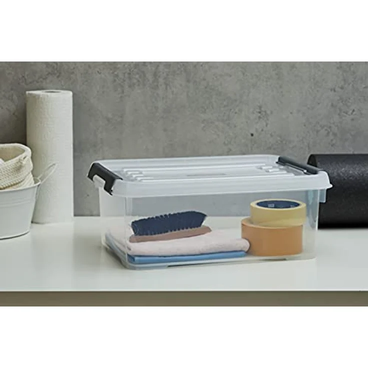 Allibert Aufbewahrungsbox "Praktische, Plus" mit Deckel 12l in transparent/silber, 40 x 29 x 15 cm – Bild 4