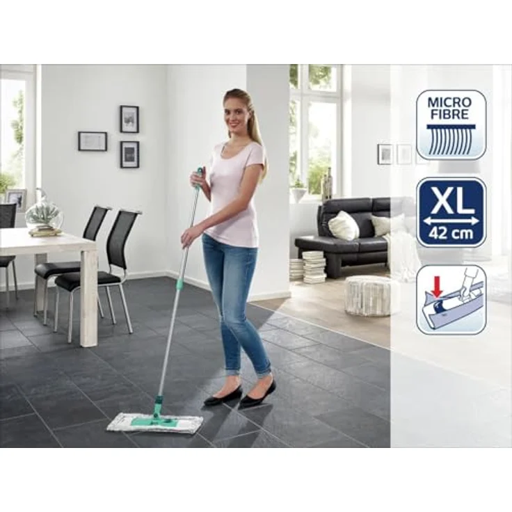 Leifheit Bodenwischer Classic (55210), Wischbreite 42 cm, Mikrofaser Wischbezug – Bild 2