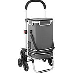 MONZANA® 3in1 Einkaufstrolley 56 L klappbar abnehmbare Tasche 6 Rollen Tragegurt Treppensteiger Einkaufswagen Einkaufshilfe Trolley Grau Meliert