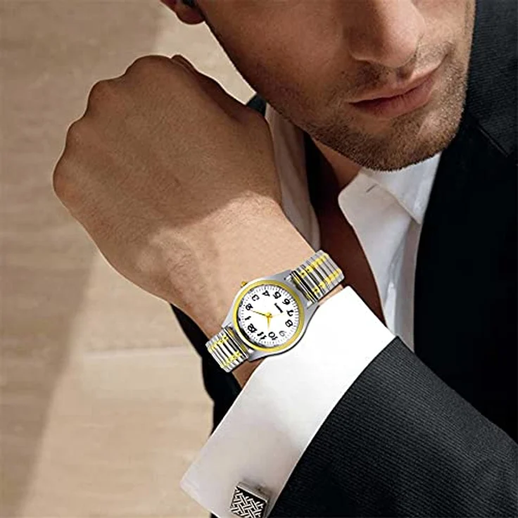 Avaner Armbanduhr mit großem Zifferblatt, Elegante Analog Quarzuhr für Männer und Frauen, elastisches Edelstahl-Armband, wasserdicht und komfortabel – Bild 5