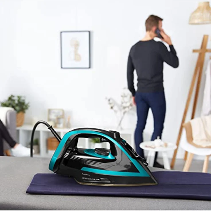 Tefal FV8066 Puregliss Dampfbügeleisen | 280 g/Min. Dampfstoß | Vertikaldampf | XL Wassereinfüllöffnung | stabile Ablage | Anti-Kalk-Ausstattung | Tropfstopp | Auto-Abschaltung | Schwarz/Türkis – Bild 3