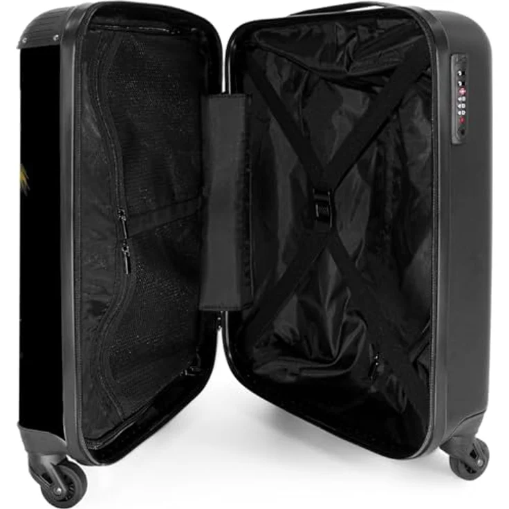 NoBoringSuitcases.com Hartschalen-Trolley Katze im tropischen Streetart-Stil 55x35x20cm, 4 Rollen, Reisetasche mit Rollen, Koffer Handgepäck Flugzeug, bunt – Bild 4