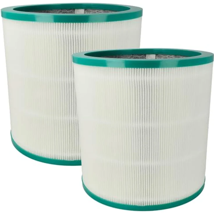 vhbw 2X HEPA Filter Ersatz für Dyson 970342-01, 968126-03, 968126-05, 360° Glasfaserfilter, weiß/grün – Bild 1