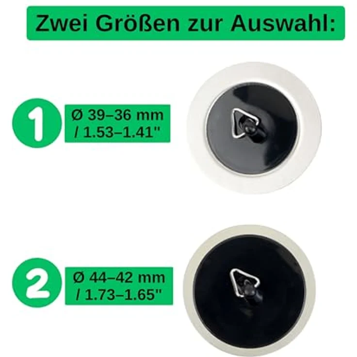 Universal Stöpsel für Spülen, Waschbecken, Duschen und Waschtische, Ø 44 mm - 42 mm Oberseite auf Unterseite, 2er Set, schwarz, Gummi, Ablauf Stopfen – Bild 6