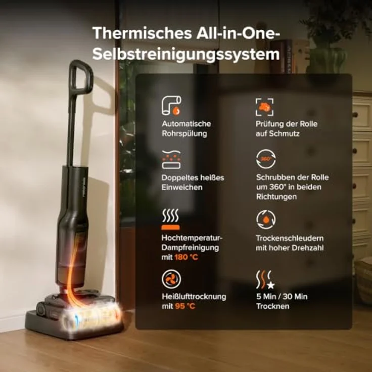 Roborock F25 Steam Set, Nass Trockensauger mit 25.000 Pa Saugkraft, 180 °C Dampfmopp und Hochtemperatur-Selbstreinigung – Bild 5
