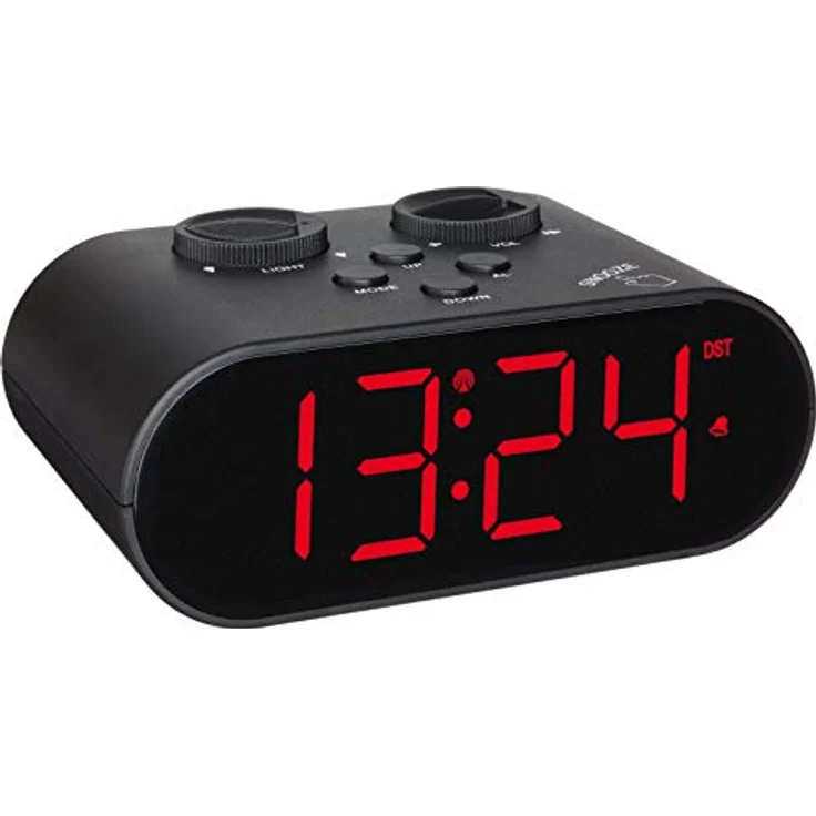 TFA Dostmann Ellypse Digitaler Funk-Wecker mit USB-Ladefunktion, LED-Leuchtziffern, schwarz, L 136 x B 85 x H 55 mm – Bild 1