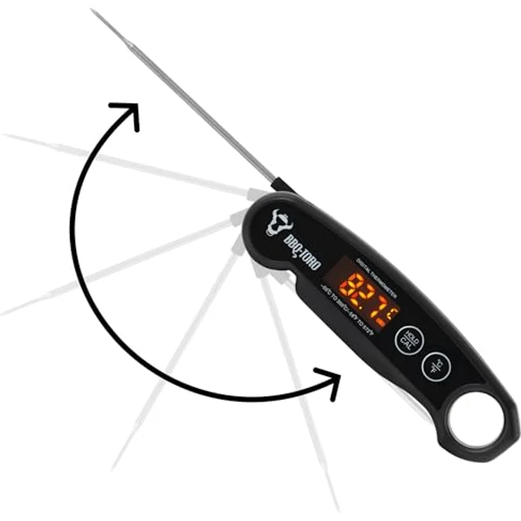 BBQ-Toro Grillthermometer wiederaufladbar mit LCD Display, digitales Fleischthermometer -50 °C bis 300 °C, kabellos, Kerntemperaturmesser mit Edelstahlsonde und Auto-off-Funktion – Bild 3