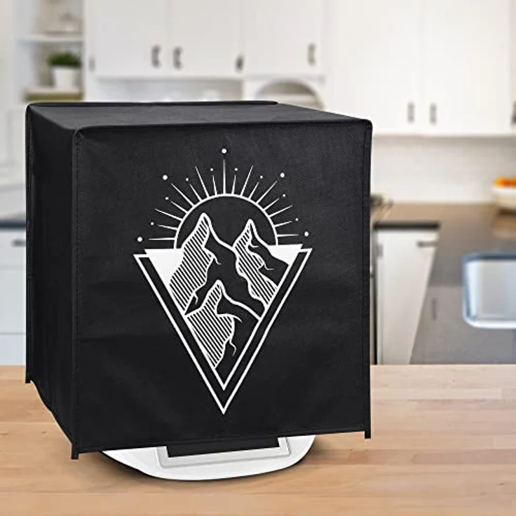 kwmobile Abdeckhaube für Thermomix TM5/TM6 - Staubhülle aus robustem Polypropylen mit minimalistischem Gebirgsdesign in Weiß Schwarz – Bild 2