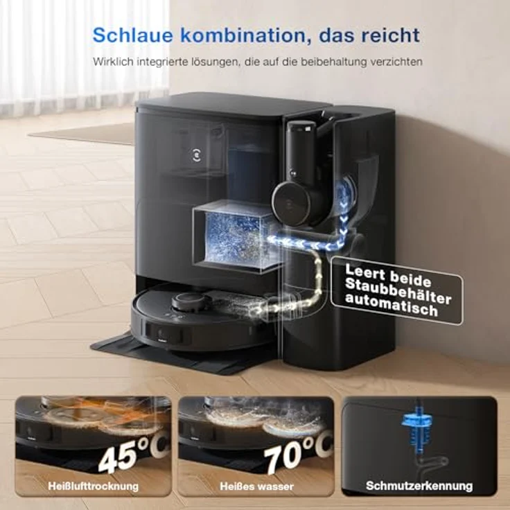Ecovacs Deebot T30S COMBO COMPLETE black, Staubsauger Roboter, Schwarz – Bild 3