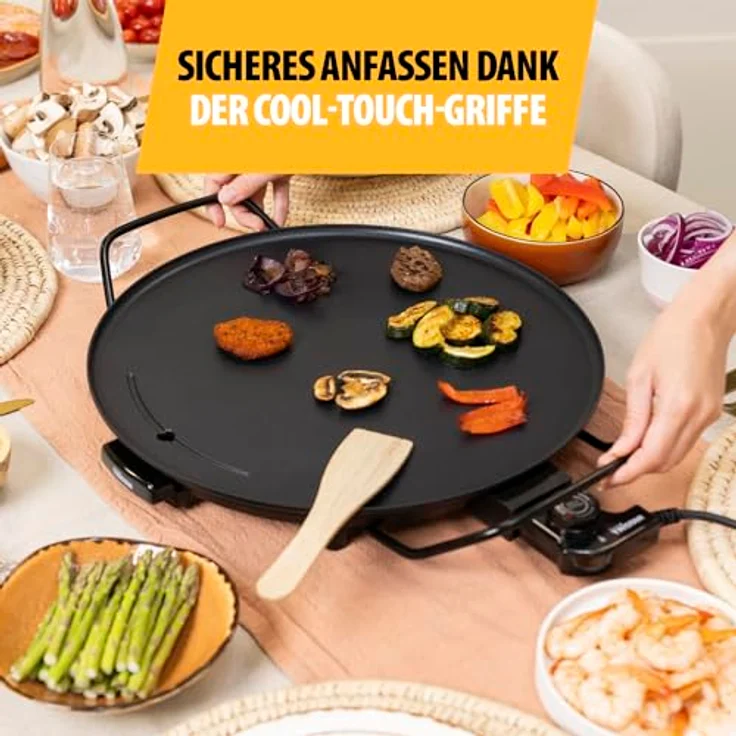 Tristar Tischgrill, Elektrischer Teppanyaki flache Brat-Platte Ø40cm für 4-6 Personen, 2000 W – Bild 3