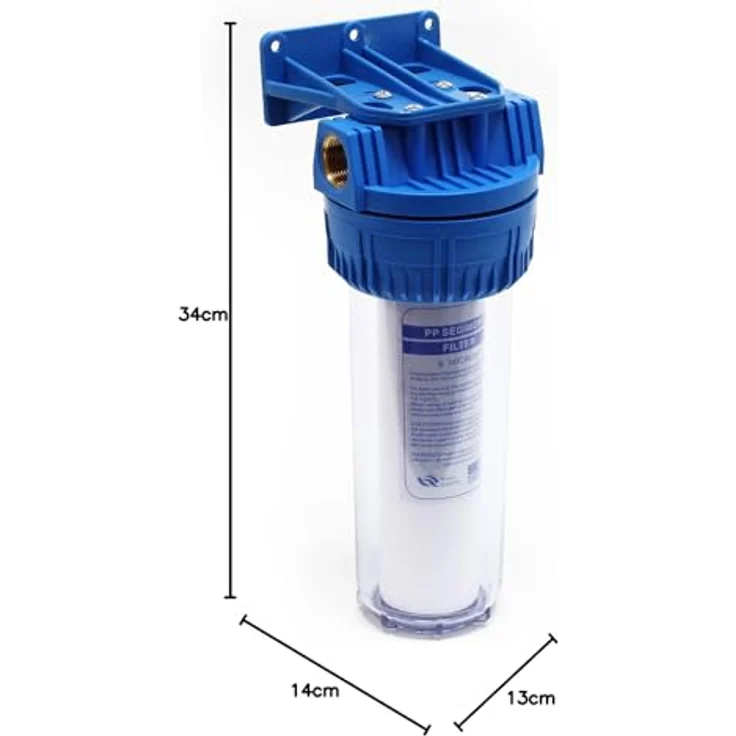 Naturewater NW-BR10A Wasserfilter, 1 Stufen Sedimentfilter mit 5 µ, 32,89 mm (1") Filtereinsatz, PP Kartusche, Wandhalterung und Filterschlüssel – Bild 4