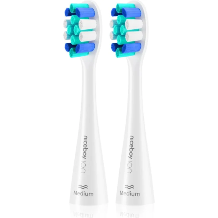 Niceboy ION Sonic Lite Ersatz-Kopf Medium White 2 St. - Elektrische Zahnbürsten Aufsätze, effektive Reinigung, mittelweiche Borsten