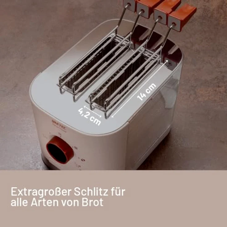 Imetec Grantoast 2-Scheiben-XL-Toaster, Edelstahl mit LED-Anzeige, Digitalem Timer, 7 Bräunungsstufen und Schiebeklemmen für gefüllten Toast – Bild 4