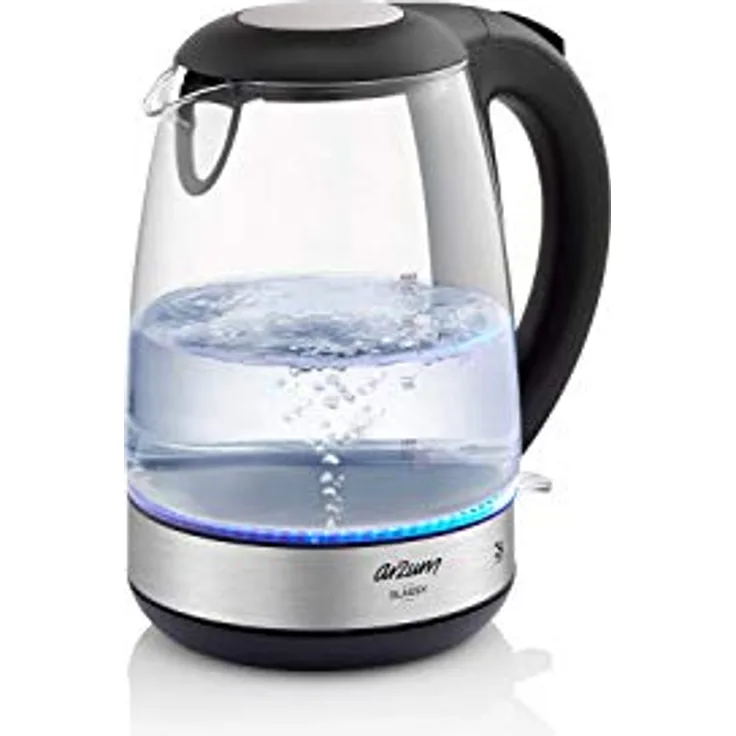 Arzum AR3071 Glas-Wasserkocher, 2200W, 1,7 Liter, LED-Beleuchtung, Trockengehschutz, kabellos, schwarz